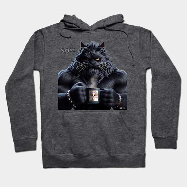 Huge Coffee Cat by focusln Hoodie by Darn Doggie Club by focusln